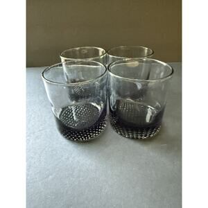 Vintage MCM Smokey Double Old Fashioned Glasses Set (4) Rock Barware Cocktail